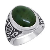 Кольцо из серебра с чернением и нефритом