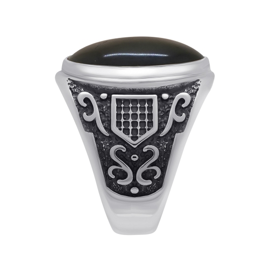 Кольцо из серебра с чернением и кварцем