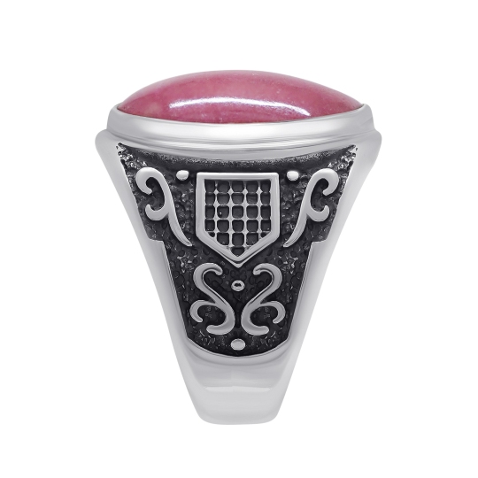 Кольцо из серебра с чернением и родонитом