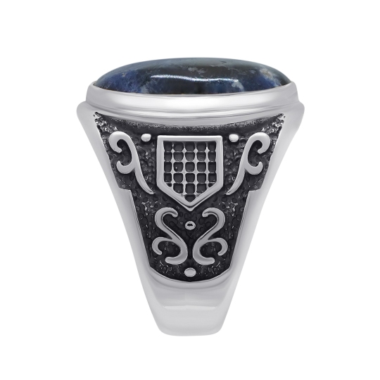 Кольцо из серебра с чернением и содалитом