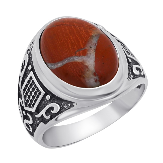 Кольцо из серебра с чернением и яшмой