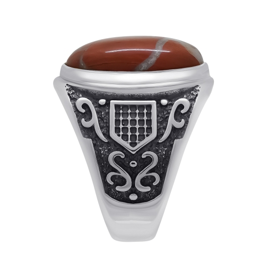 Кольцо из серебра с чернением и яшмой