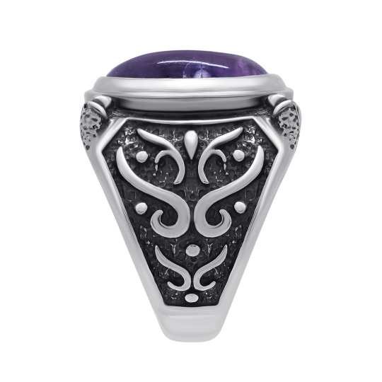 Кольцо из серебра с чернением и аметистом