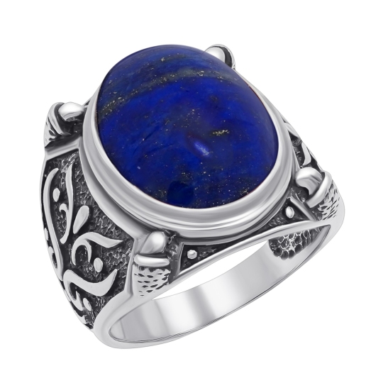 Кольцо из серебра с чернением и лазуритом