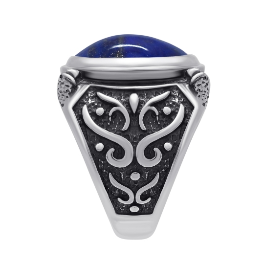Кольцо из серебра с чернением и лазуритом