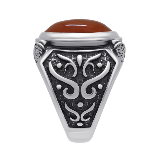 Кольцо из серебра с чернением и сердоликом