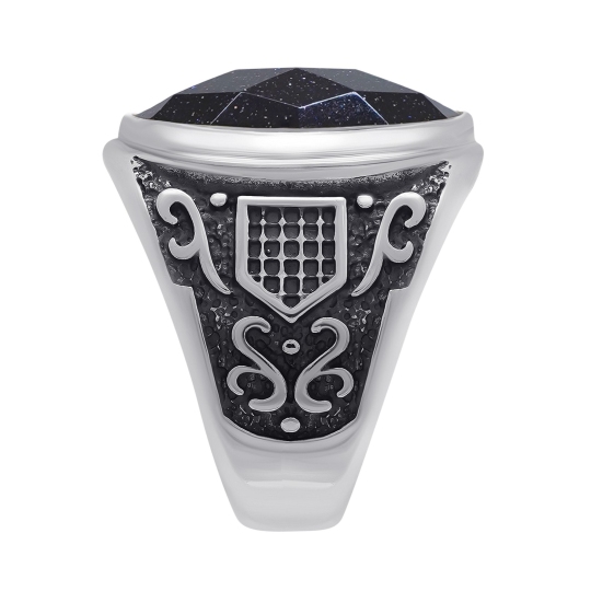 Кольцо из серебра с чернением и авантюрином