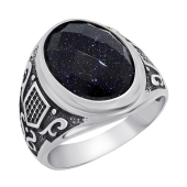 Кольцо из серебра с чернением и авантюрином