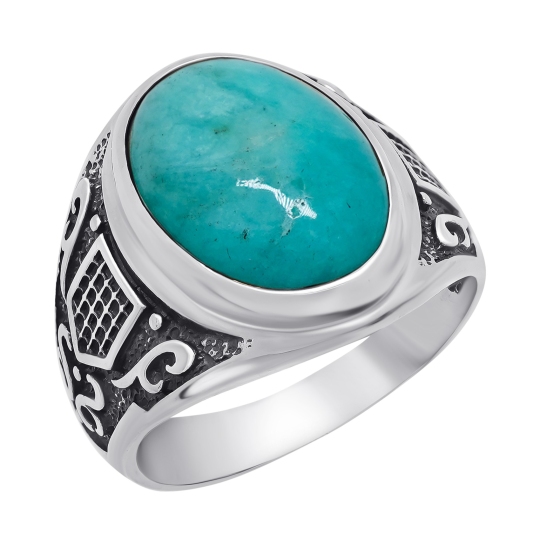 Кольцо из серебра с чернением и амазонитом