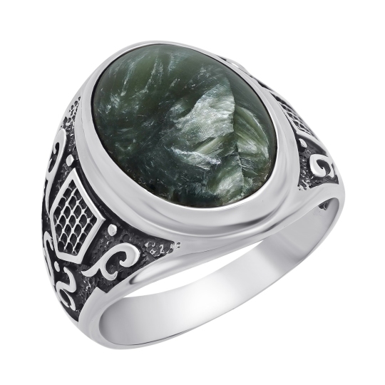 Кольцо из серебра с чернением и клинохлором