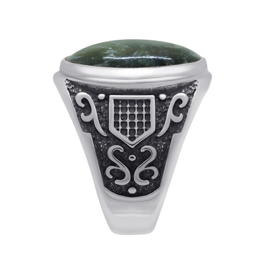 Кольцо из серебра с чернением и клинохлором