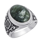 Кольцо из серебра с чернением и клинохлором