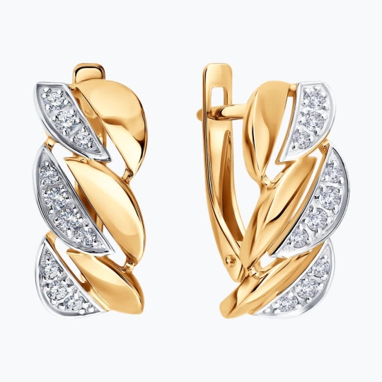 Серьги из золота с фианитами