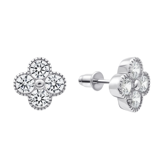 Серьги из серебра с фианитами
