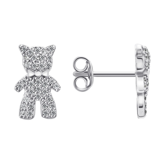 Серьги из серебра с фианитами