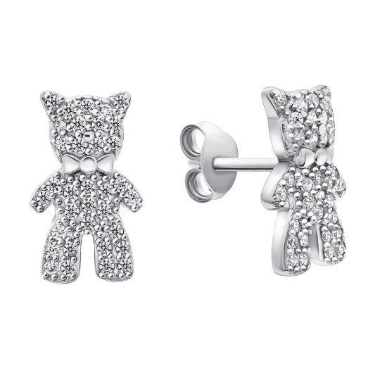 Серьги из серебра с фианитами