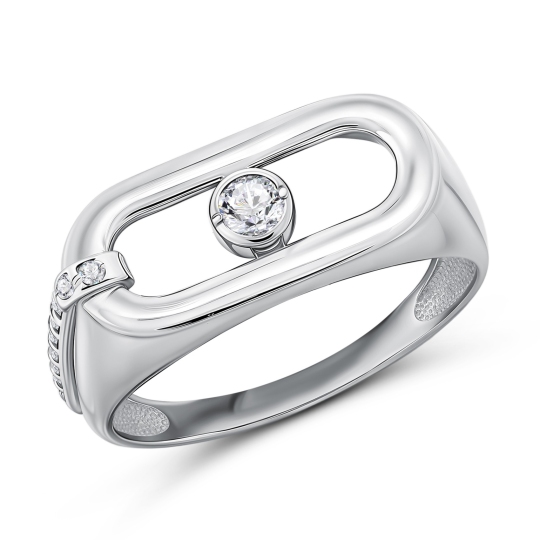 Кольцо из серебра с фианитами