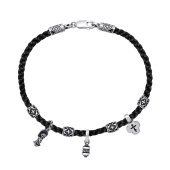 Браслет из текстиля с серебряными вставками