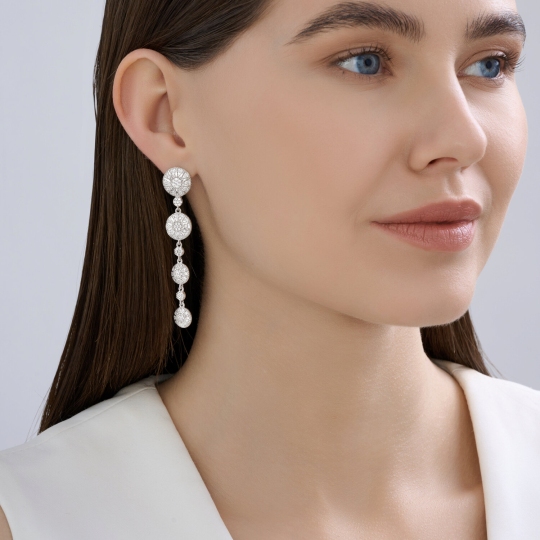 Серьги из серебра с фианитами