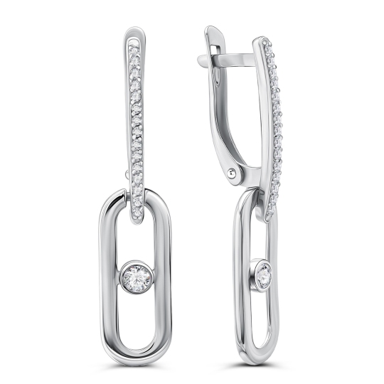 Серьги из серебра с фианитами