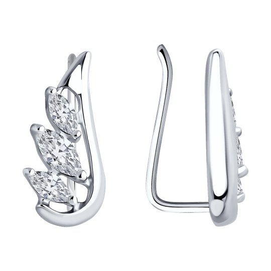 Серьги из серебра с фианитами