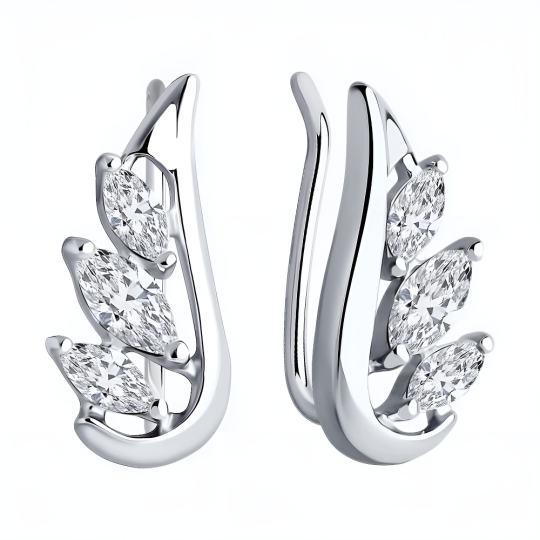 Серьги из серебра с фианитами