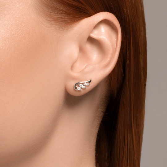 Серьги из серебра с фианитами