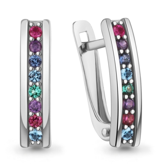 Серьги из серебра с миксом камней