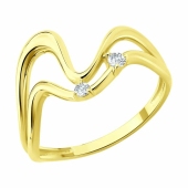 Кольцо из лимонного золота с фианитами