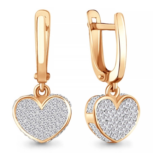 Серьги из серебра с позолотой и фианитами