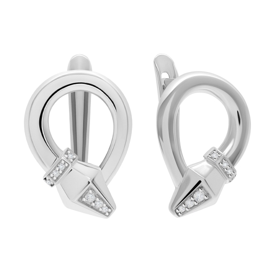 Серьги из серебра с фианитами