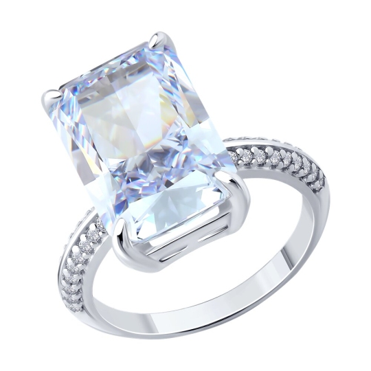 Кольцо из серебра с фианитами