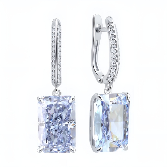 Серьги из серебра с фианитами