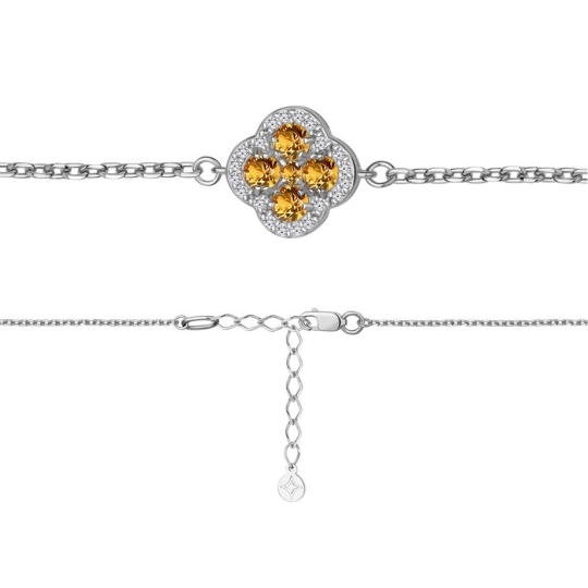 Браслет из серебра с цитринами и фианитами