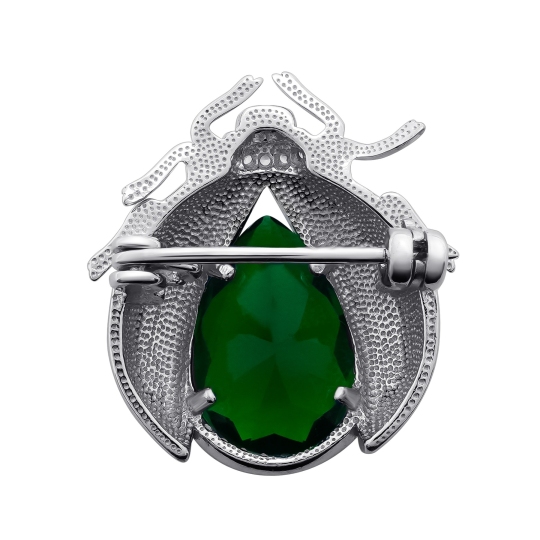 Брошь из серебра с кварцем и фианитами