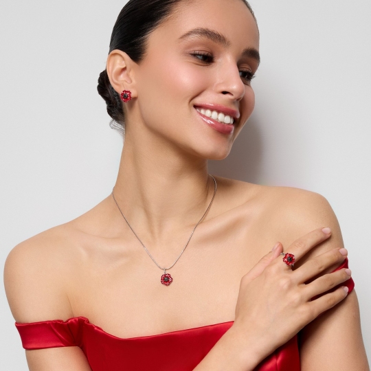 Серьги из серебра с эмалью и фианитами