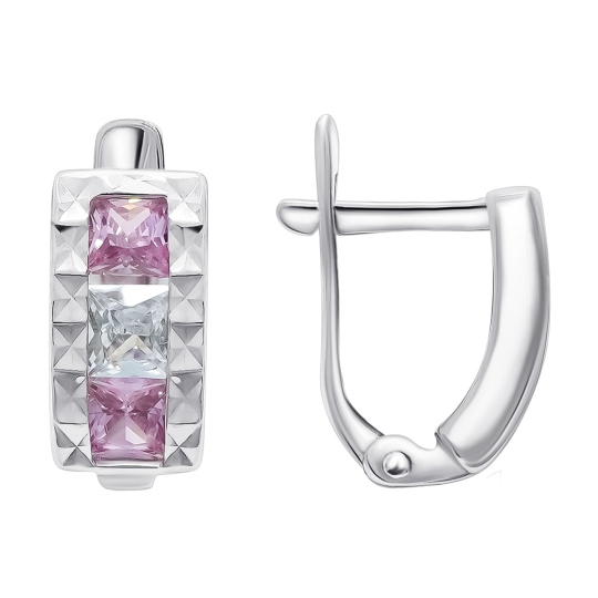 Серьги из серебра с фианитами