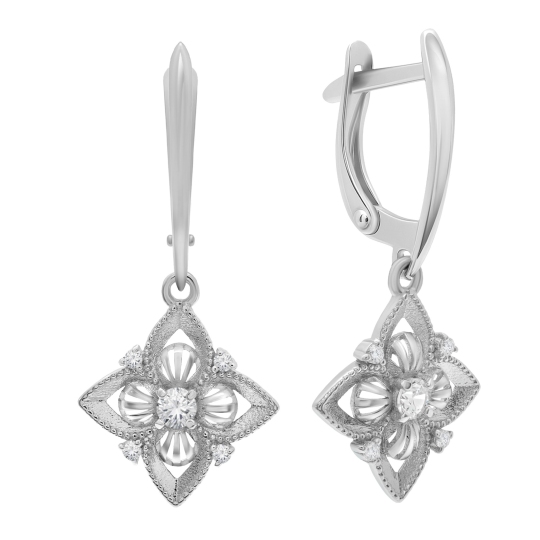 Серьги из серебра с фианитами