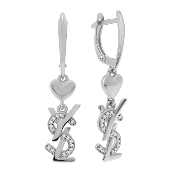 Серьги из серебра с фианитами