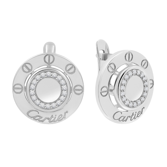 Серьги из серебра с фианитами