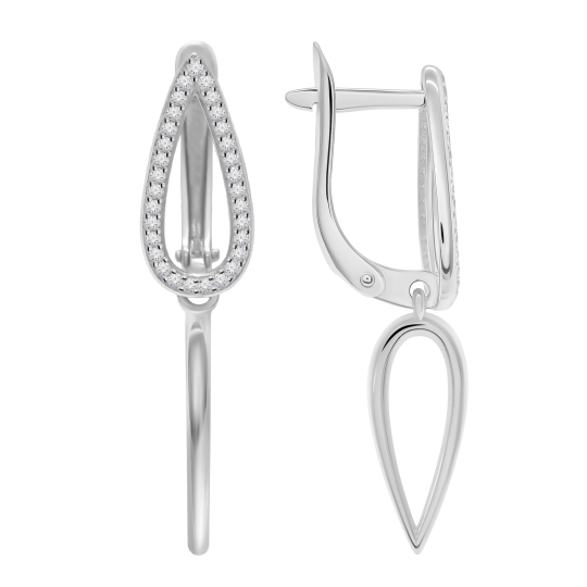 Серьги из серебра с фианитами