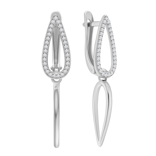 Серьги из серебра с фианитами