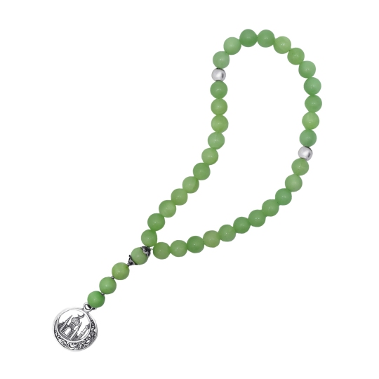 Чётки из нефрита с серебряными вставками