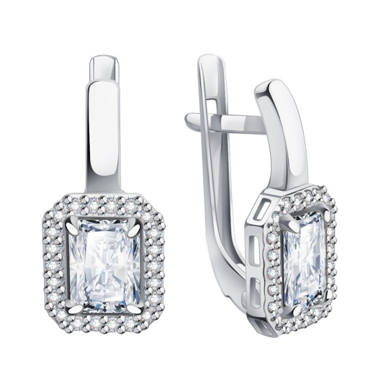 Серьги из серебра с фианитами