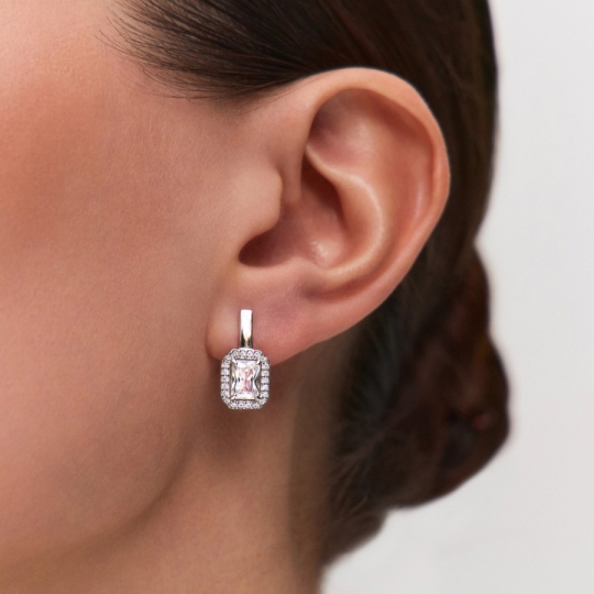 Серьги из серебра с фианитами