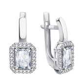 Серьги из серебра с фианитами