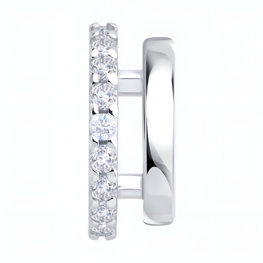 Серьга-кафф из серебра с фианитами