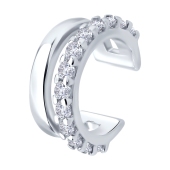 Серьга-кафф из серебра с фианитами