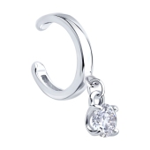 Серьга-кафф из серебра с фианитом