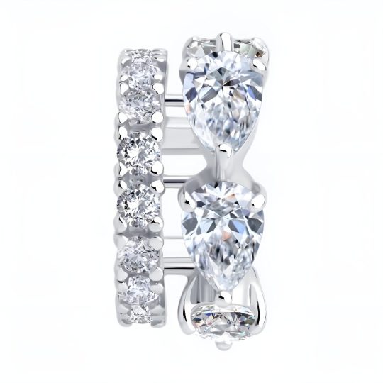 Серьга-кафф из серебра с фианитами